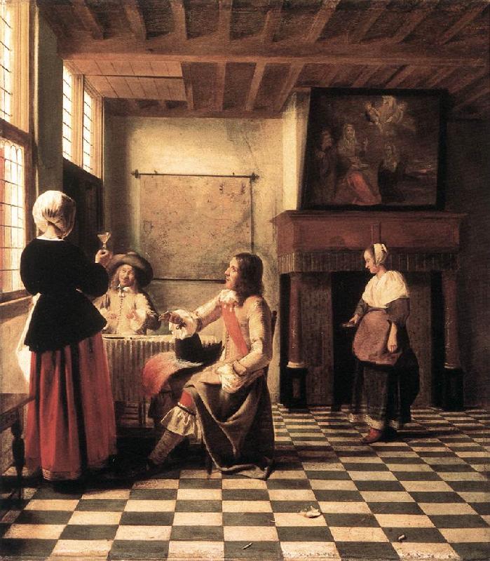 HOOCH, Pieter de A Woman Drinking with Two Men s Germany oil painting art